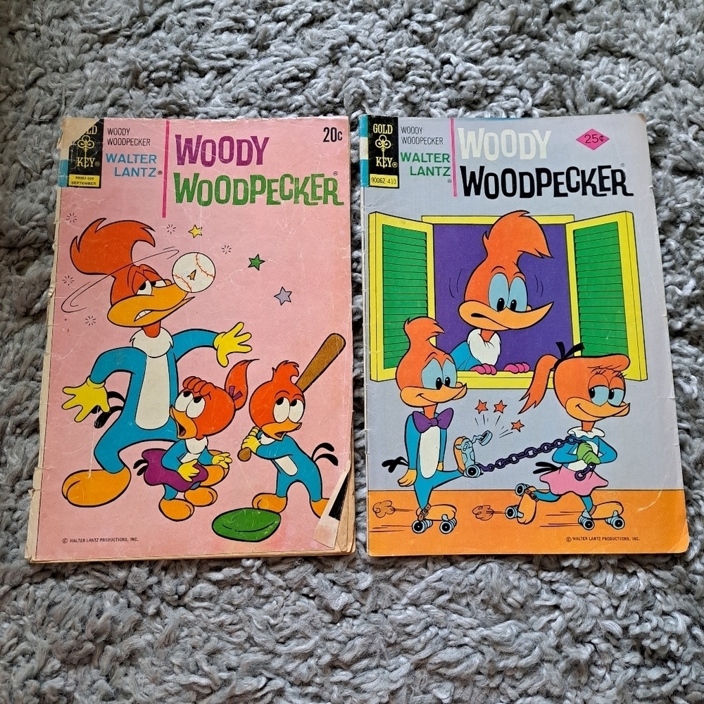 Woody Woodpecker vintage gold key comic Book Set of 2